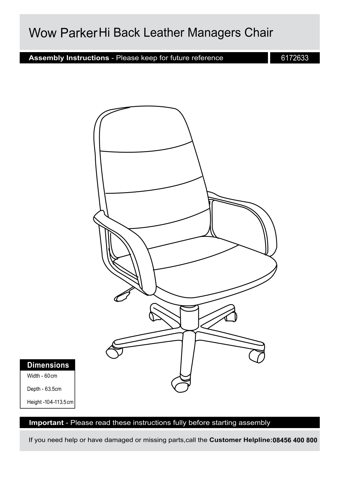 Argos 6172633 ASSEMBLY INSTRUCTIONS