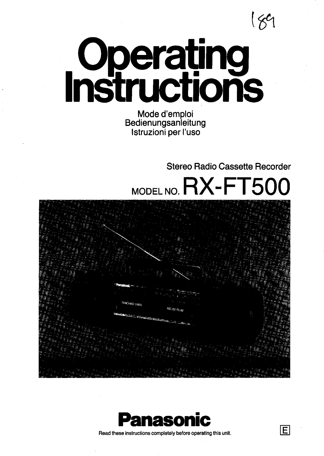 Panasonic RX-FT500 User Manual