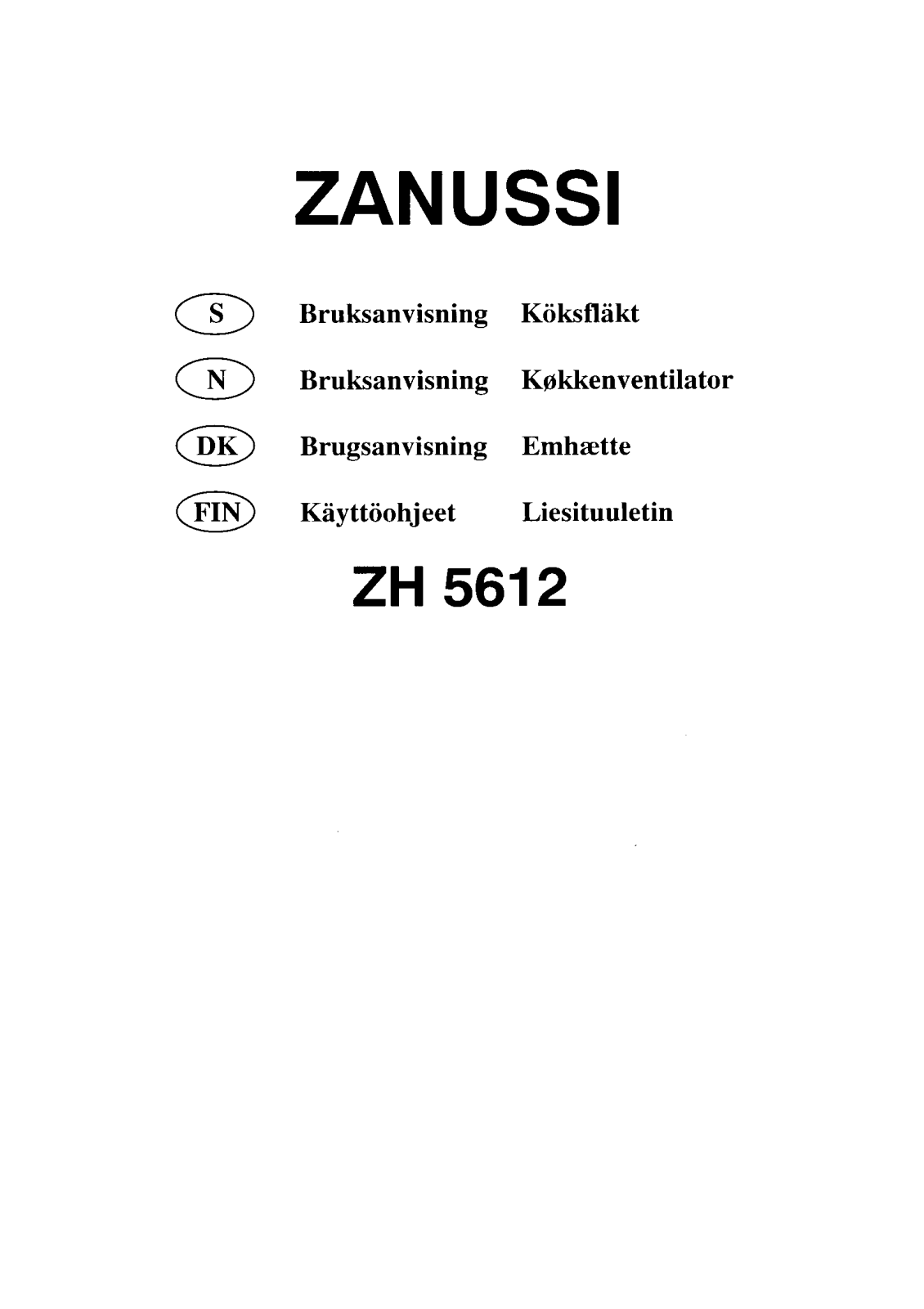 Zanussi ZH5612W4 User Manual