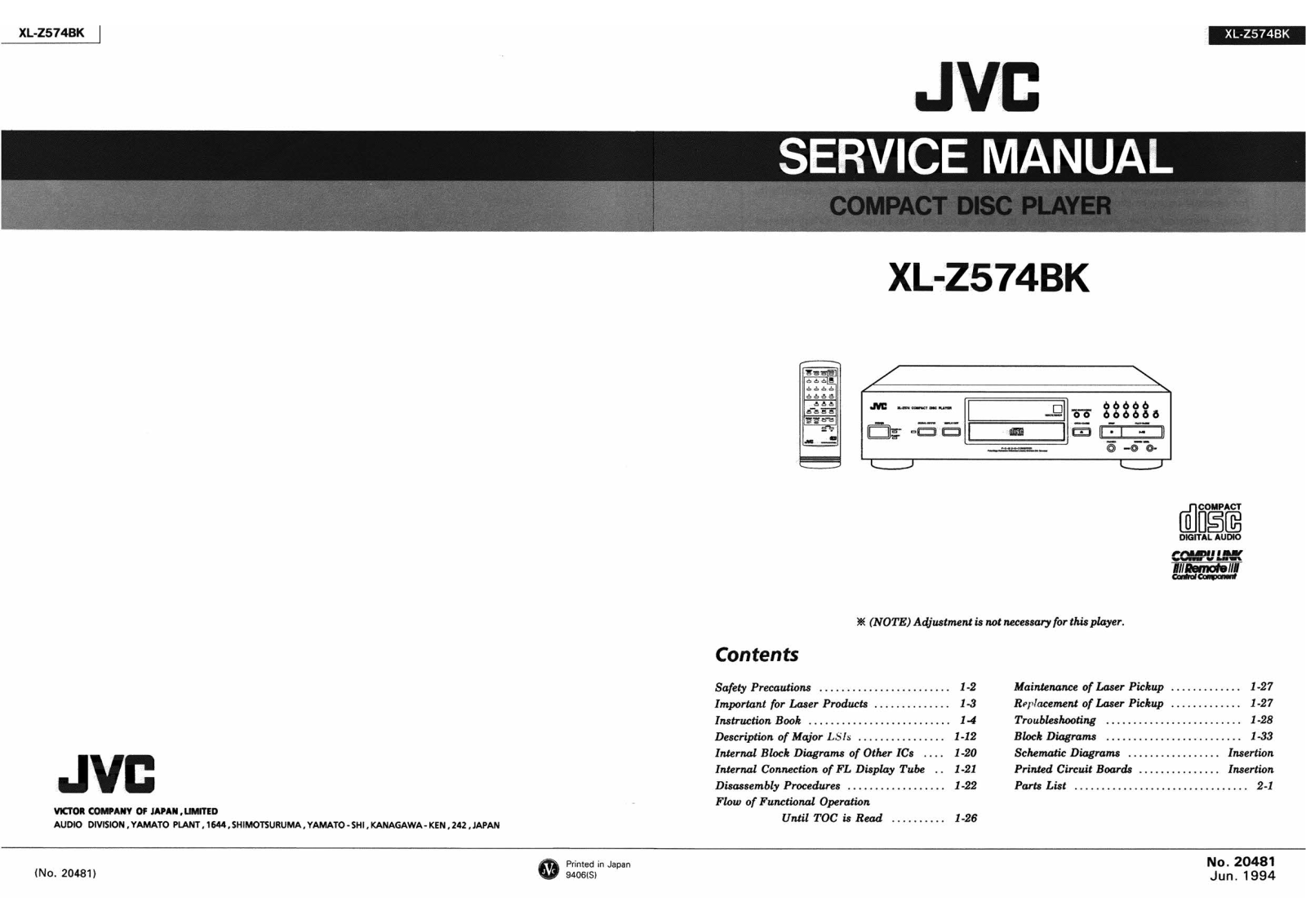 Jvc XL-Z574-BK Service Manual