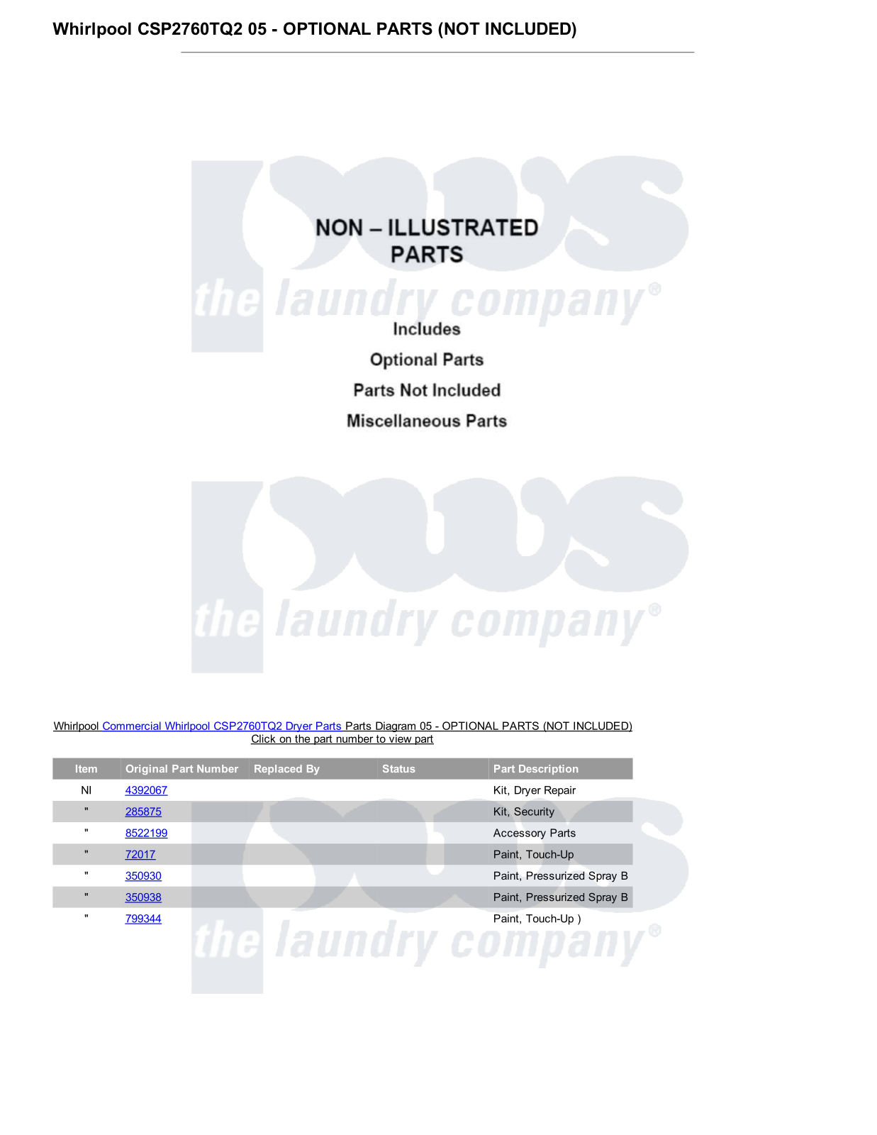 Whirlpool CSP2760TQ2 Parts Diagram