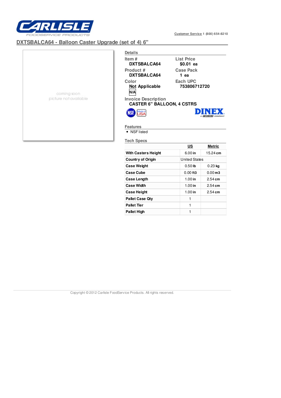 Carlisle DXTSBALCA64 User Manual