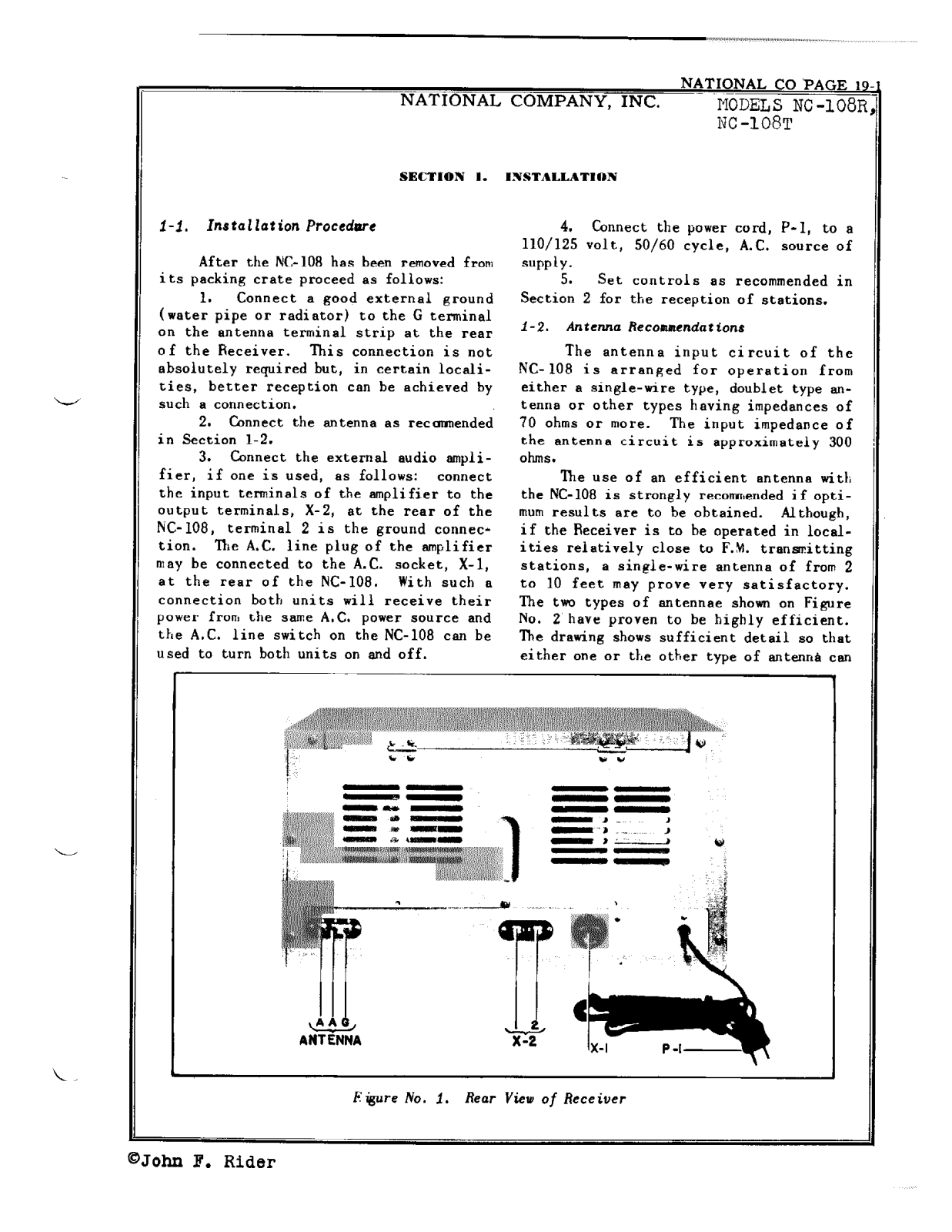 NATIONAL RADIO NC-108 R, NC-108T User Manual