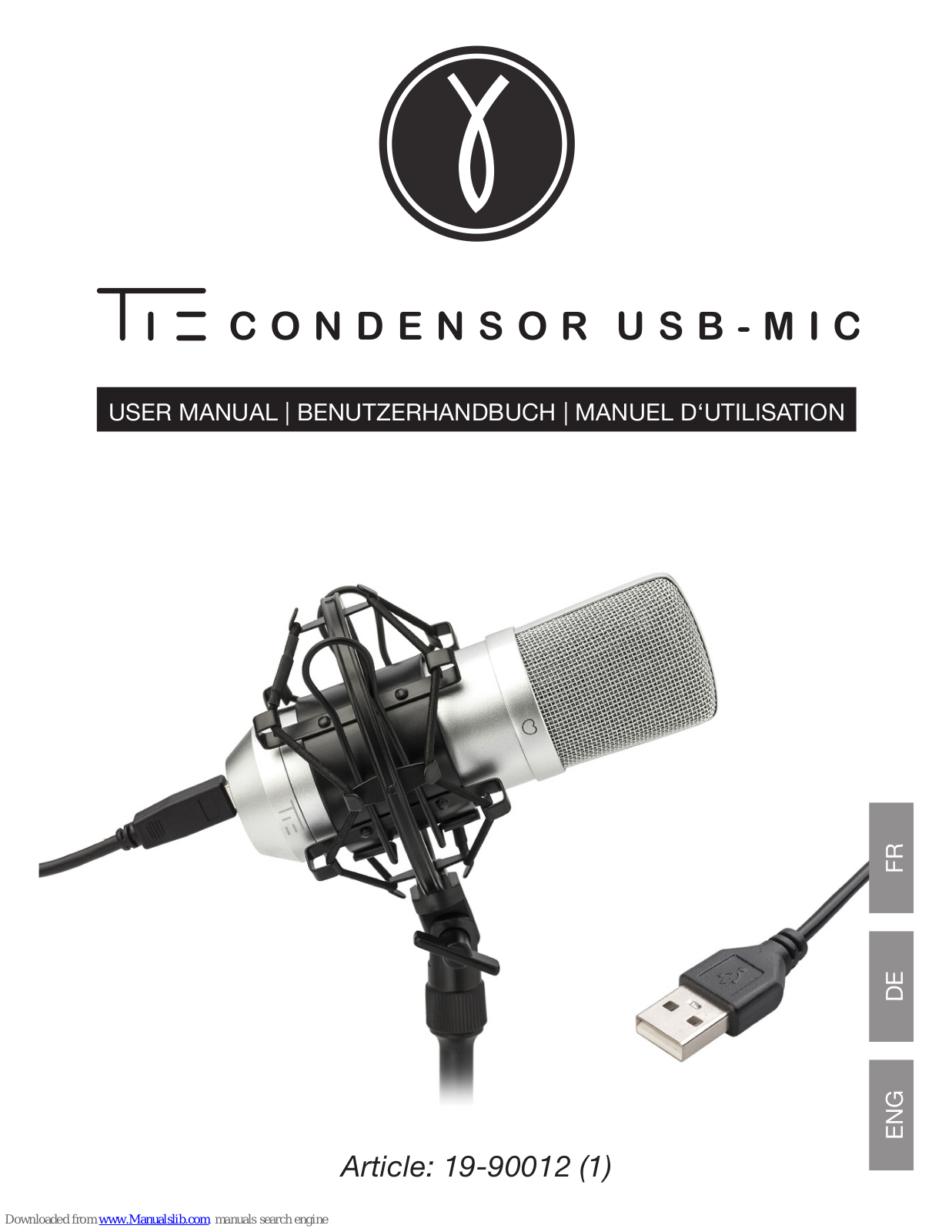 TIE Studio Condensor Mic USB, Condensor USB-Mic User Manual