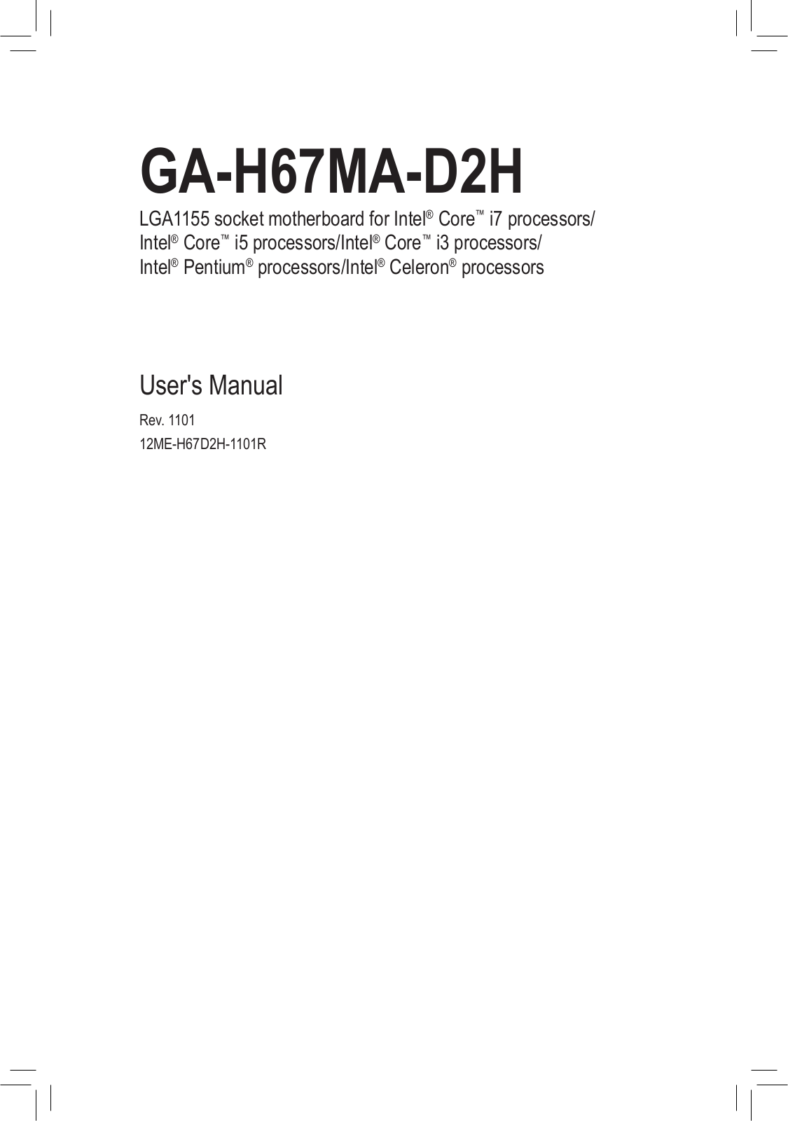 Gigabyte GA-H67MA-D2H (rev. 1.1) User Manual