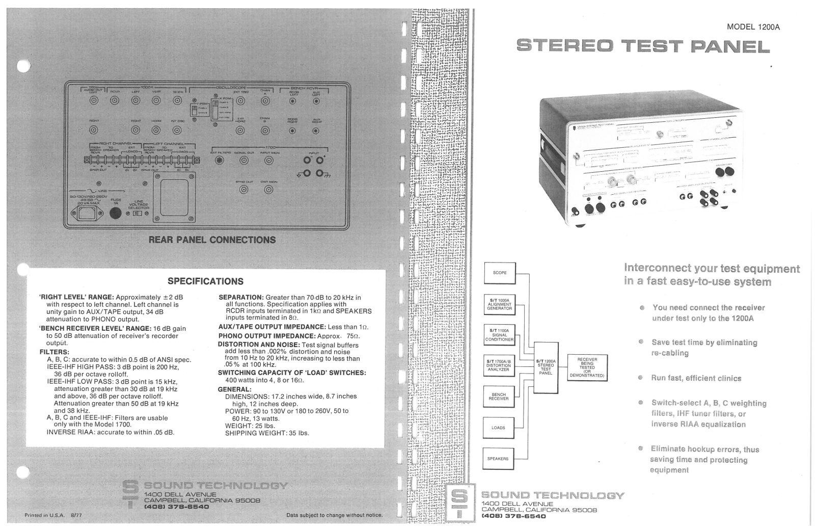 Sound Technology 1200A Service Manual