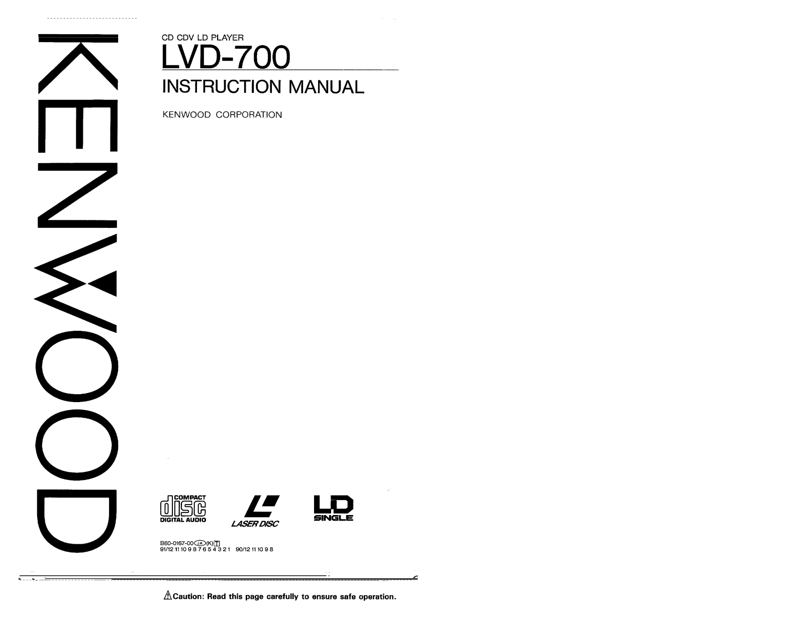 Kenwood LVD-700 Owner's Manual