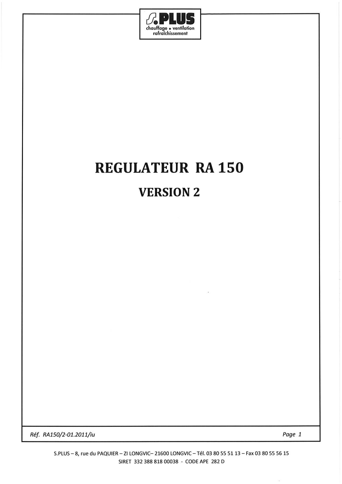 S.plus RA 150 User Manual