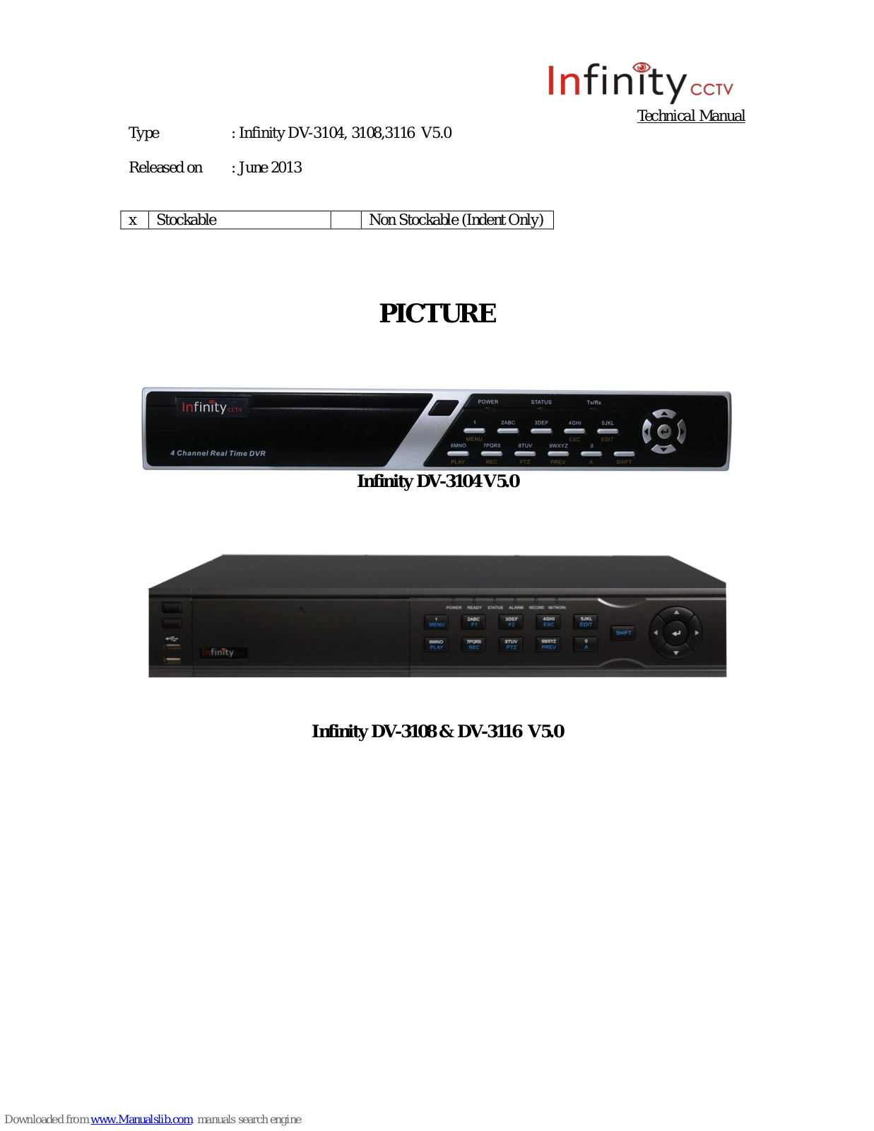 Infinity DV-3104, DV-3108, DV-3116 Technical Manual