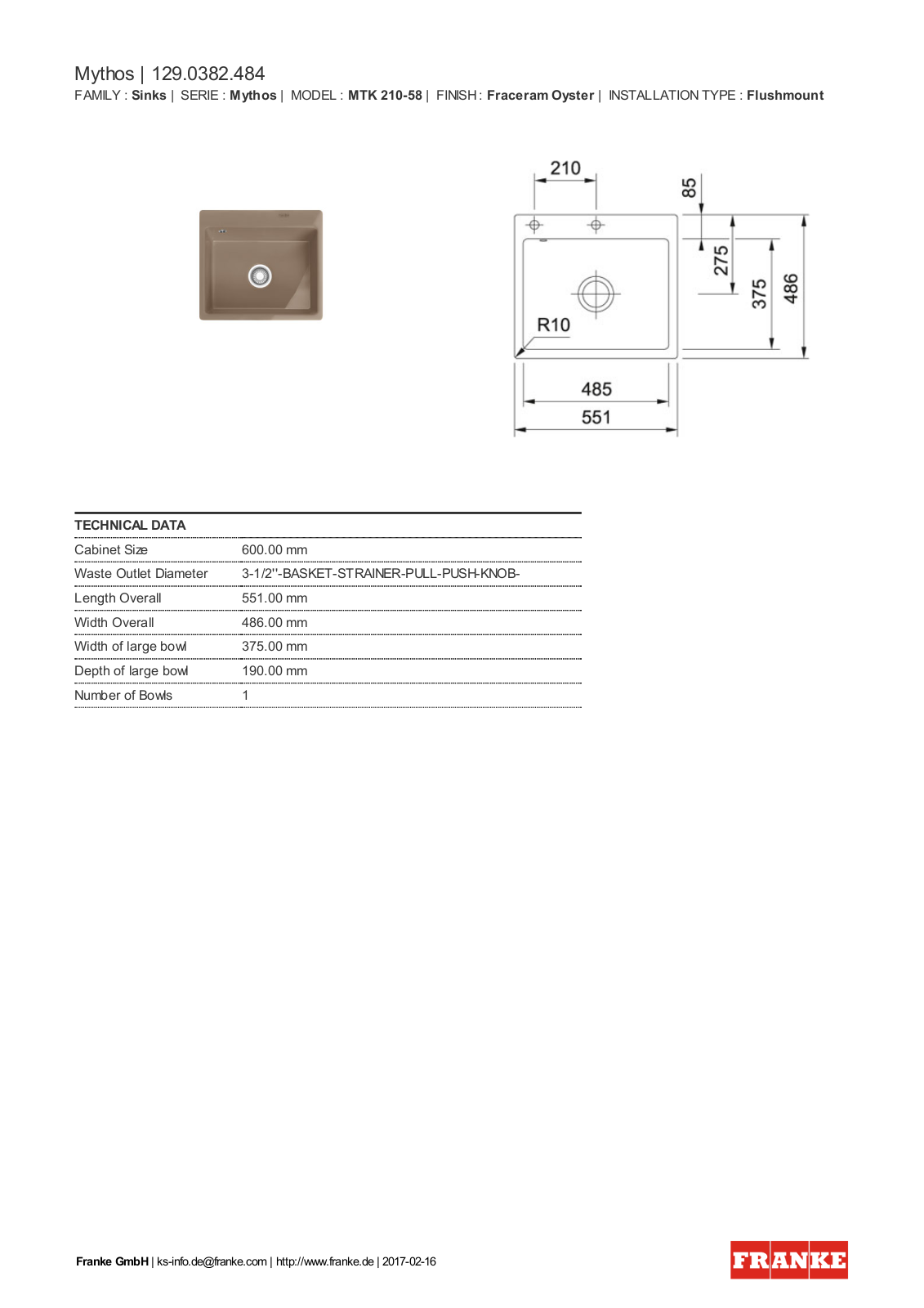 Franke 129.0382.484 Service Manual