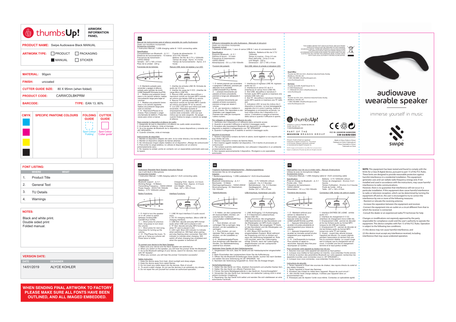 THUMBS UP SW 06WAVEBK User Manual