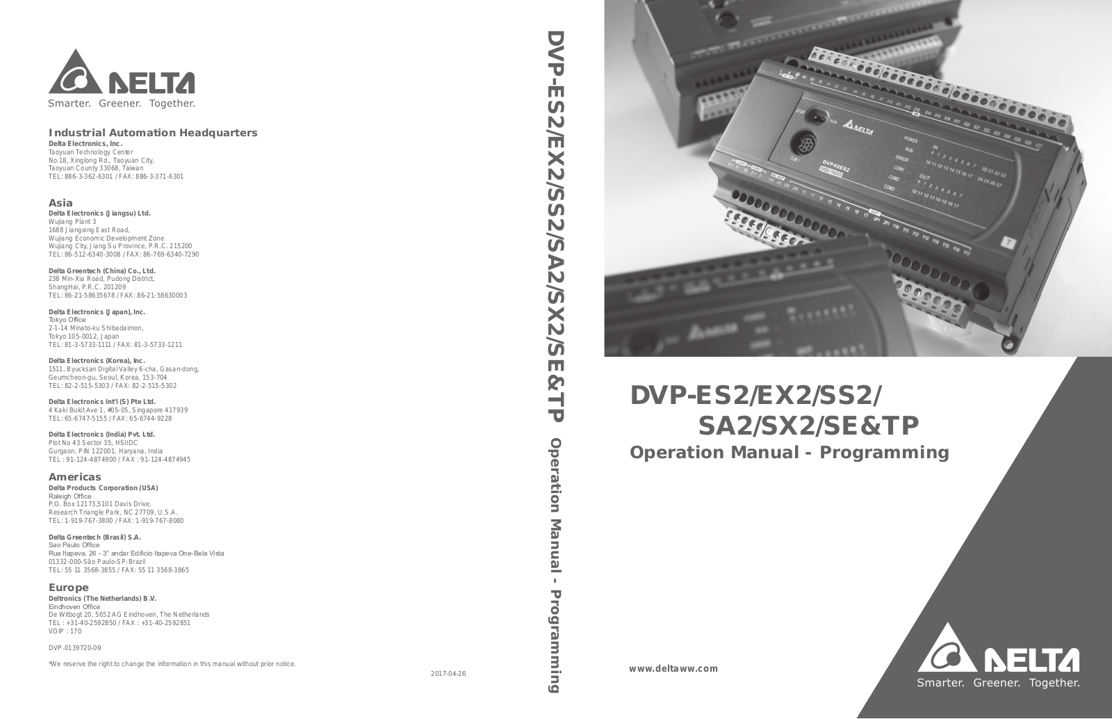 Delta DVP-ES2, DVP-SE, DVP-TP, DVP-EX2, DVP-SS2 Operation Manual