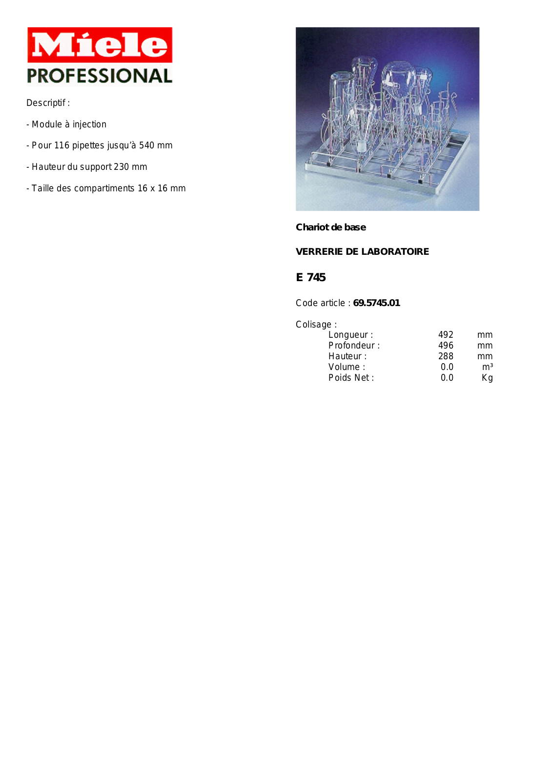 MIELE E 745 DESCRIPTIF User Manual