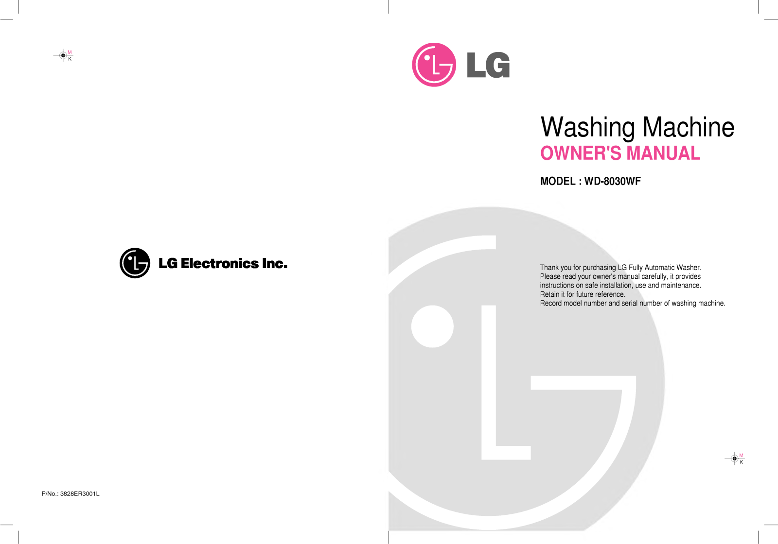 LG WD-8030WF User Manual