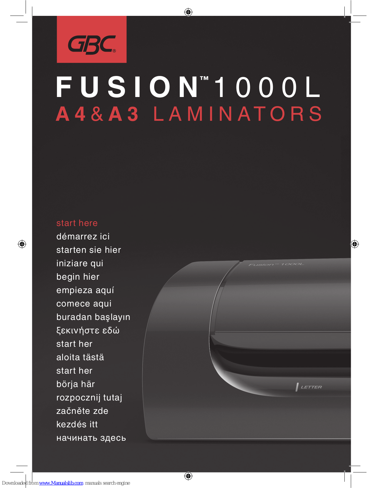 GBC FUSION 1000L A4, FUSION 1000L A3, FUSION 1000L Start Here Manual