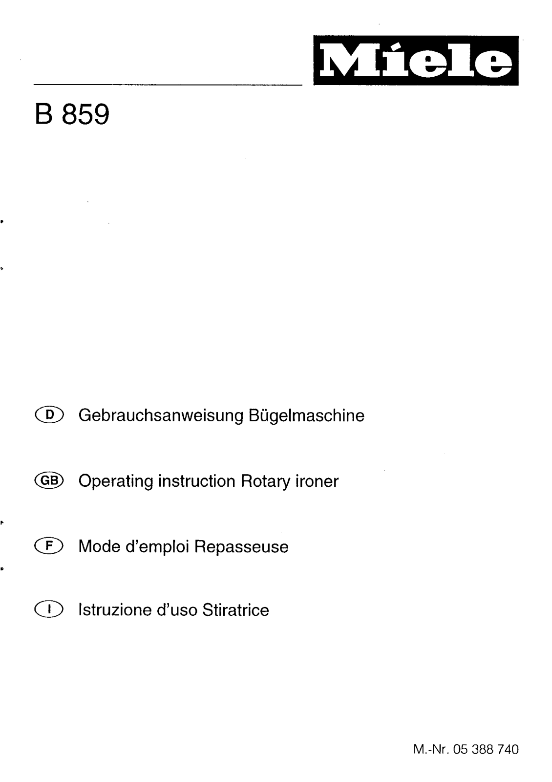 Miele B 859 User manual