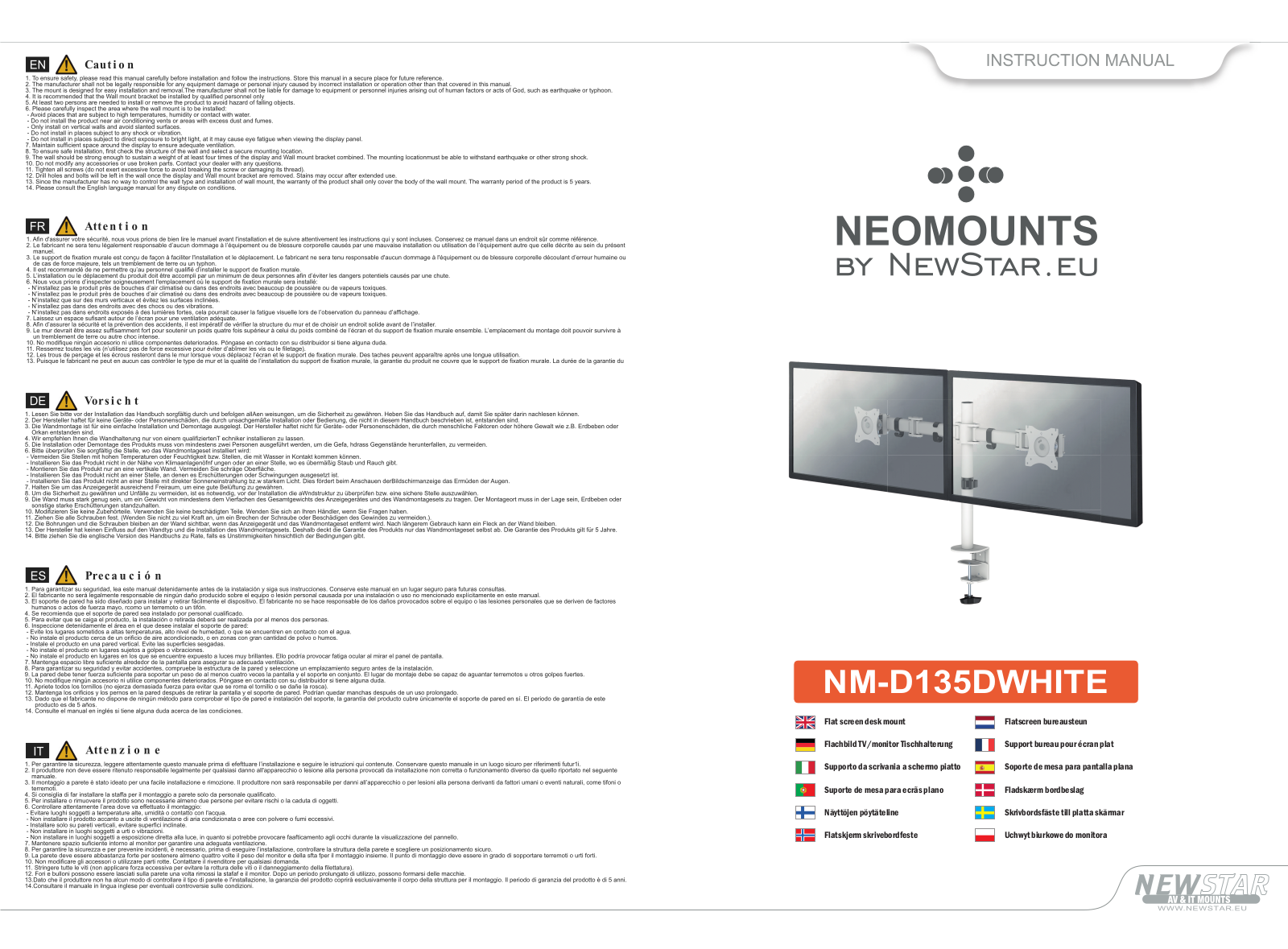 Newstar NM-D135DWHITE User Manual