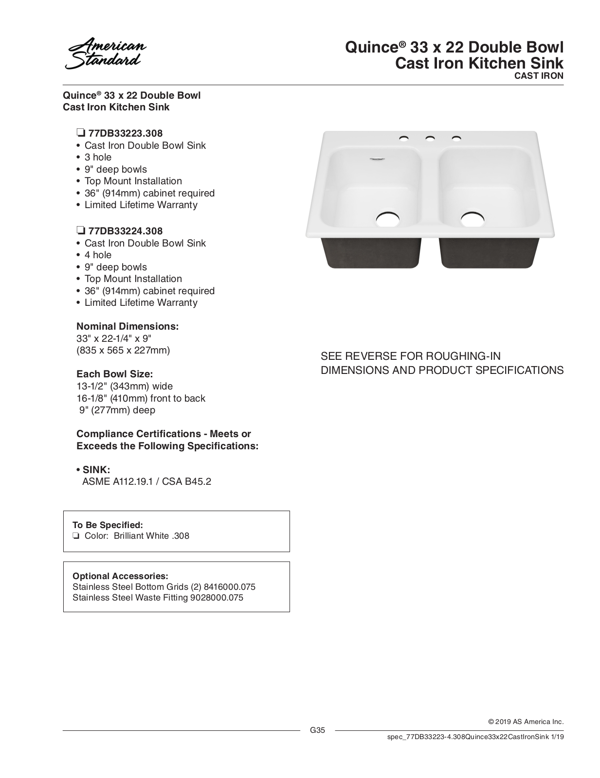 American Standard 77DB33223.308, 77DB33224.308 User Manual