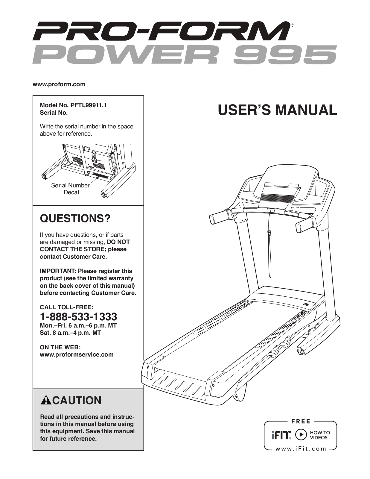 ProForm PFTL999111, POWER 995 User Manual