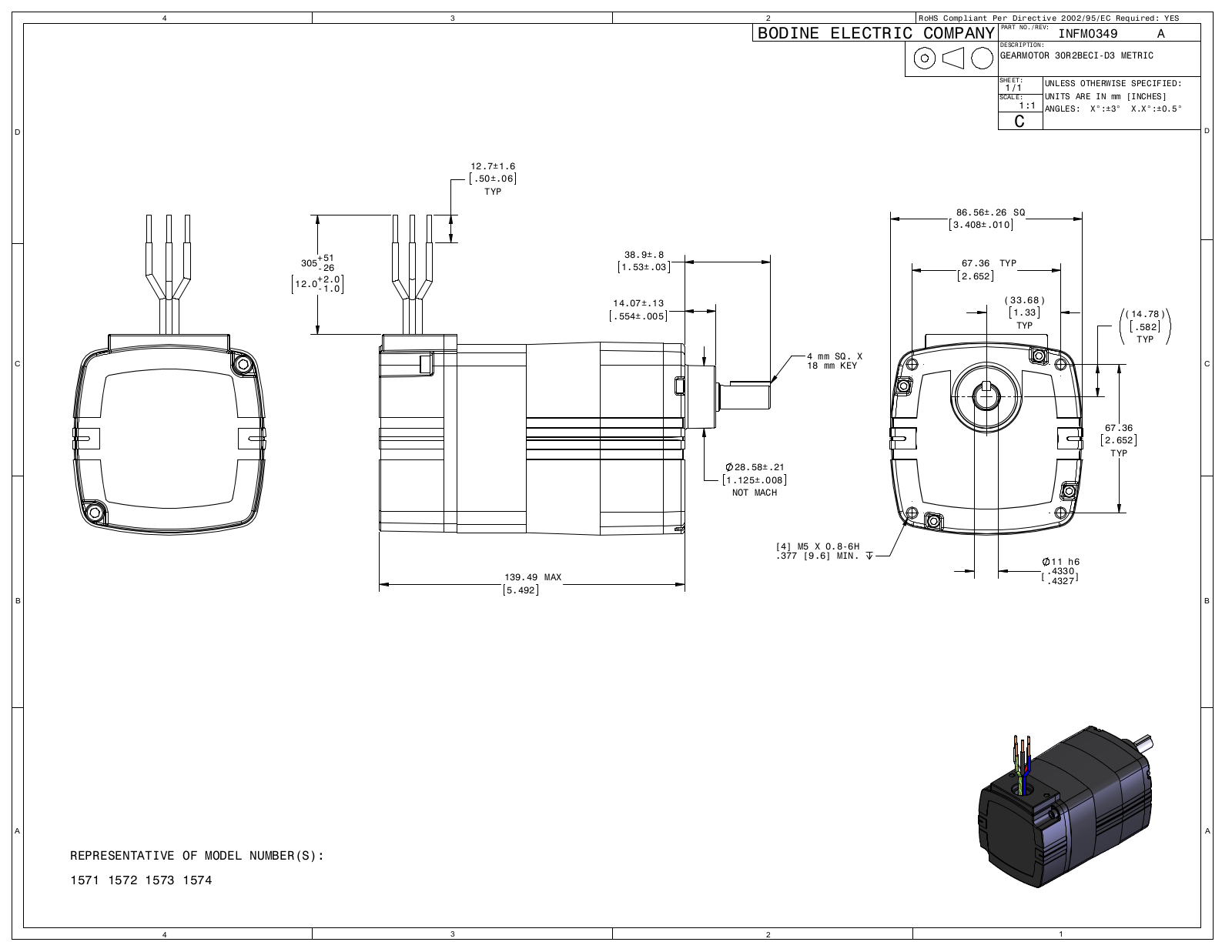 Bodine 1571, 1572, 1573, 1574 Reference Drawing