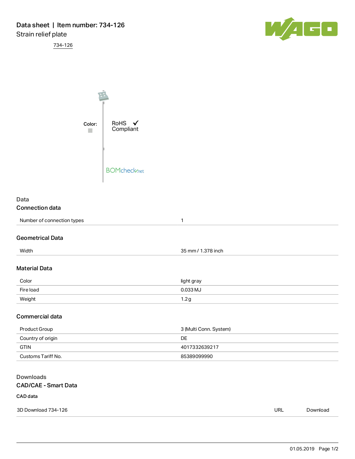 Wago 734-126 Data Sheet