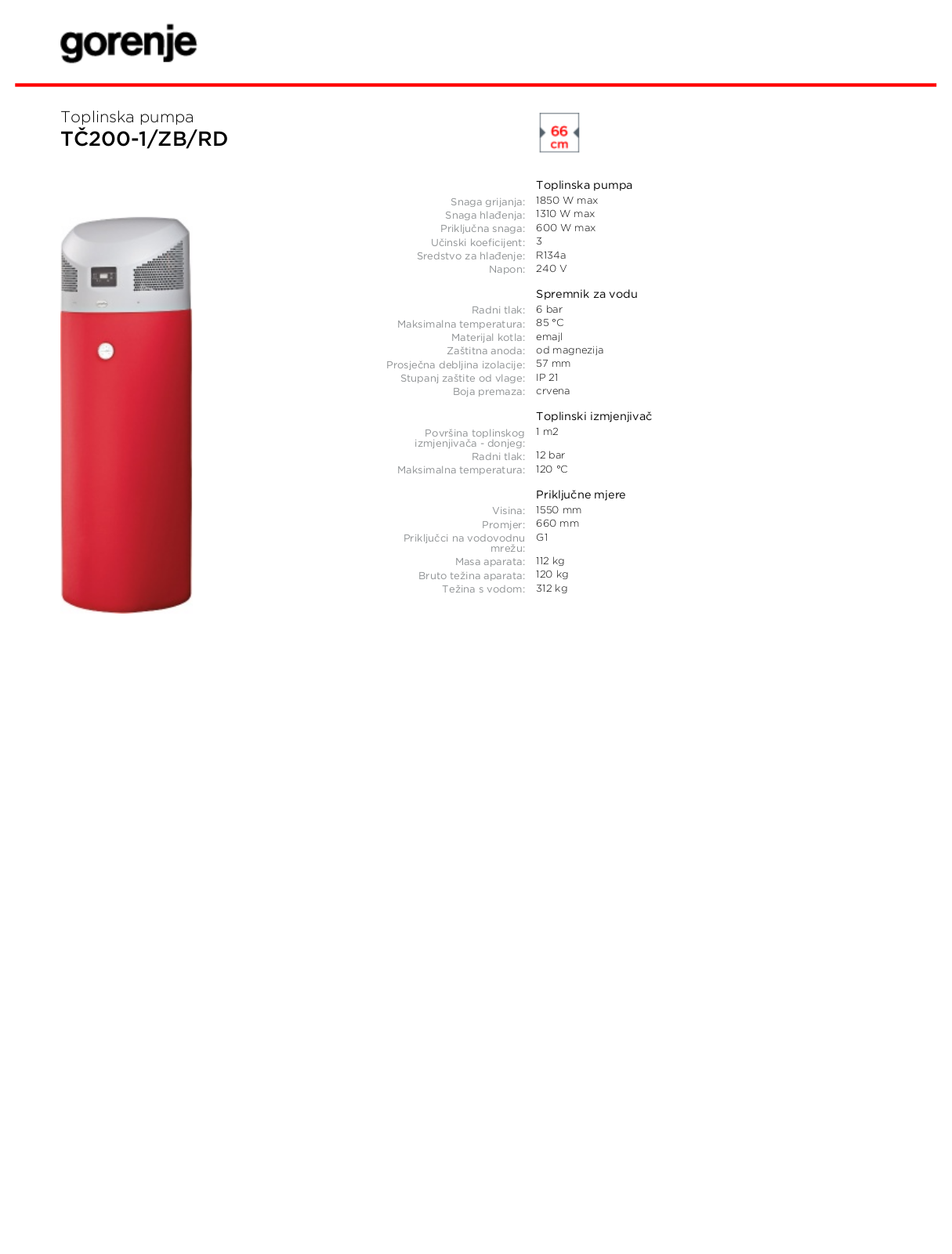 Gorenje TC200-1-ZB-RD DATASHEET