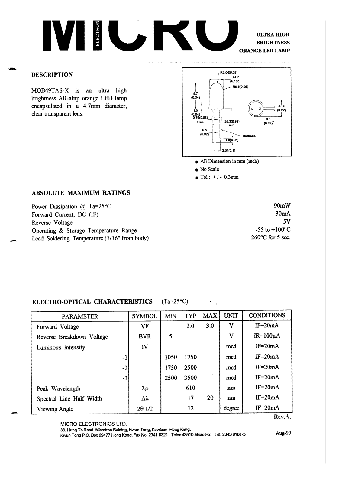 MICRO MOB49TAS-2, MOB49TAS-3, MOB49TAS-1 Datasheet