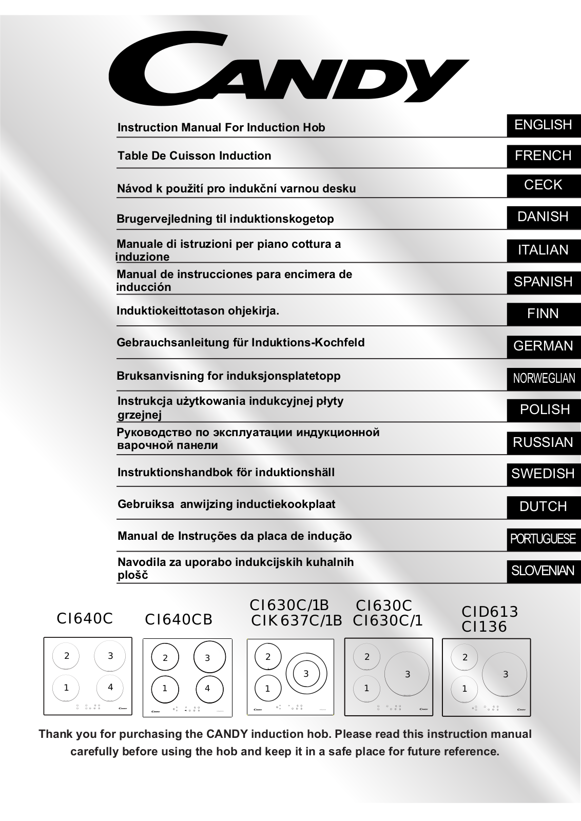 Candy CID613, CI136 User Manual