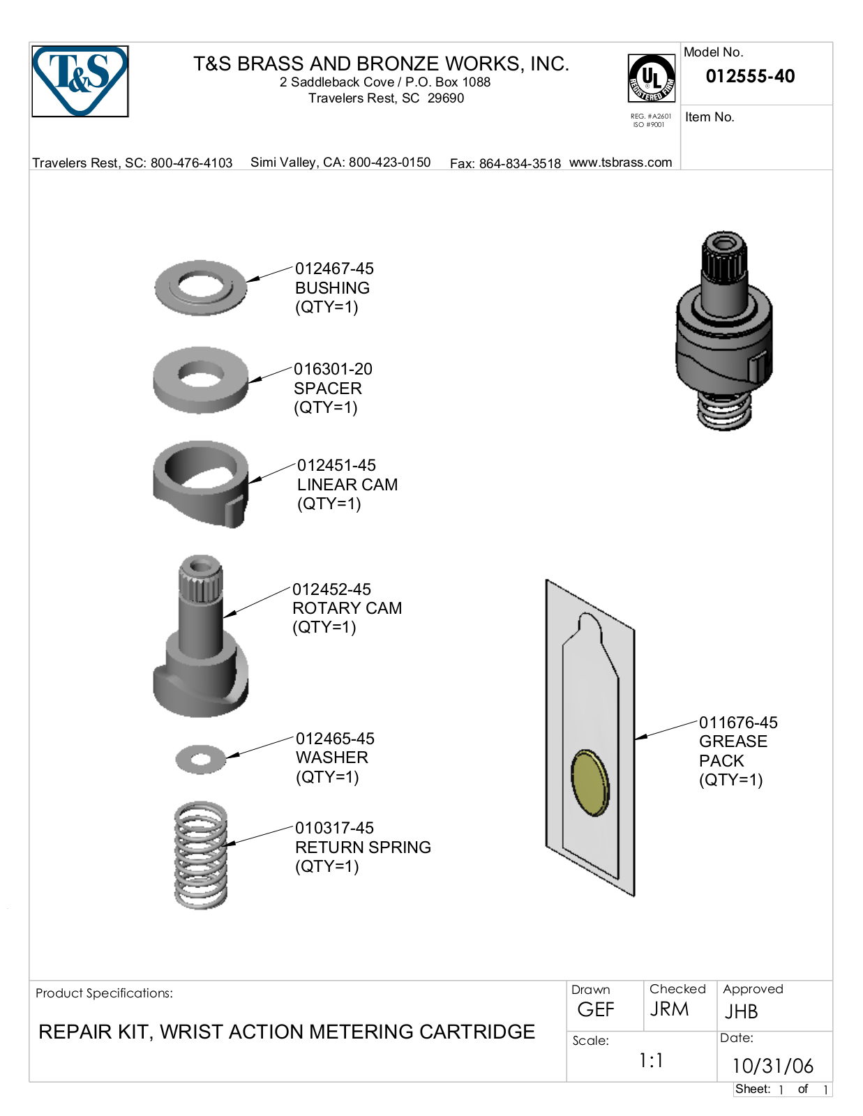 T&S Brass 012555-40 User Manual