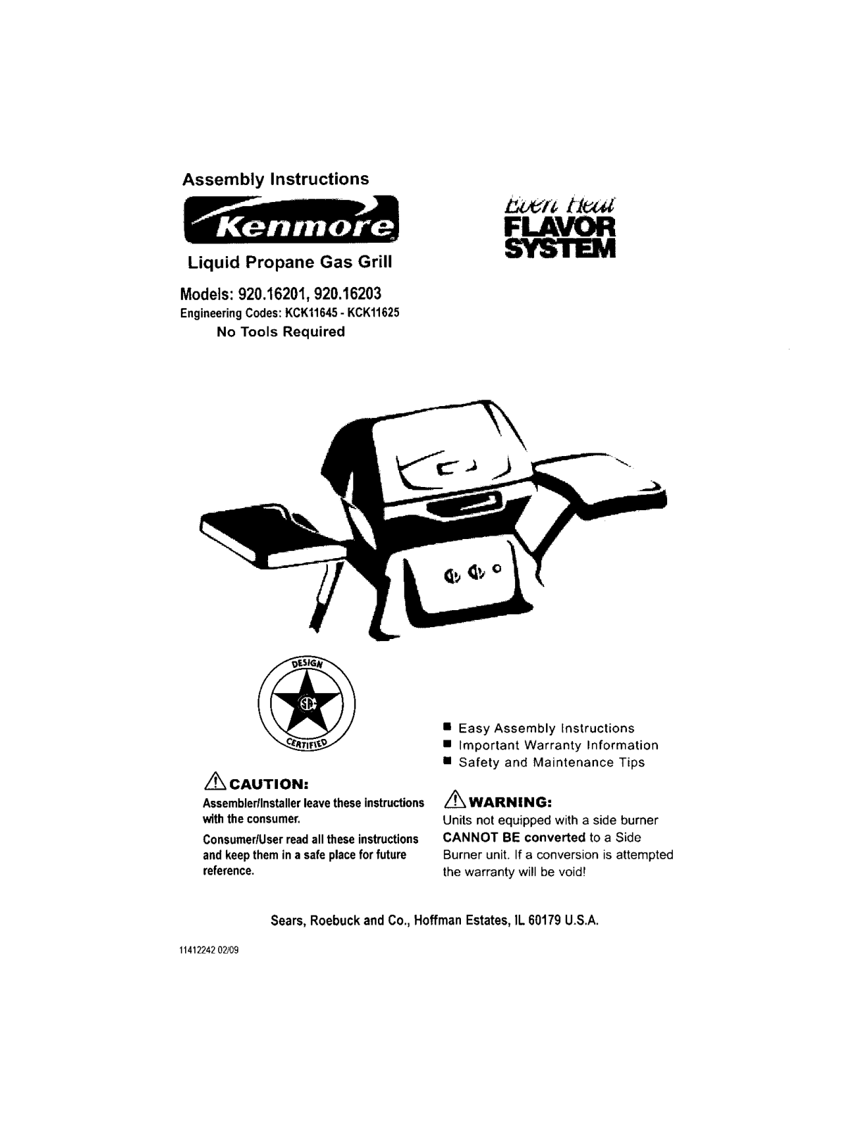 Kenmore 92016201, 92016203 Owner’s Manual