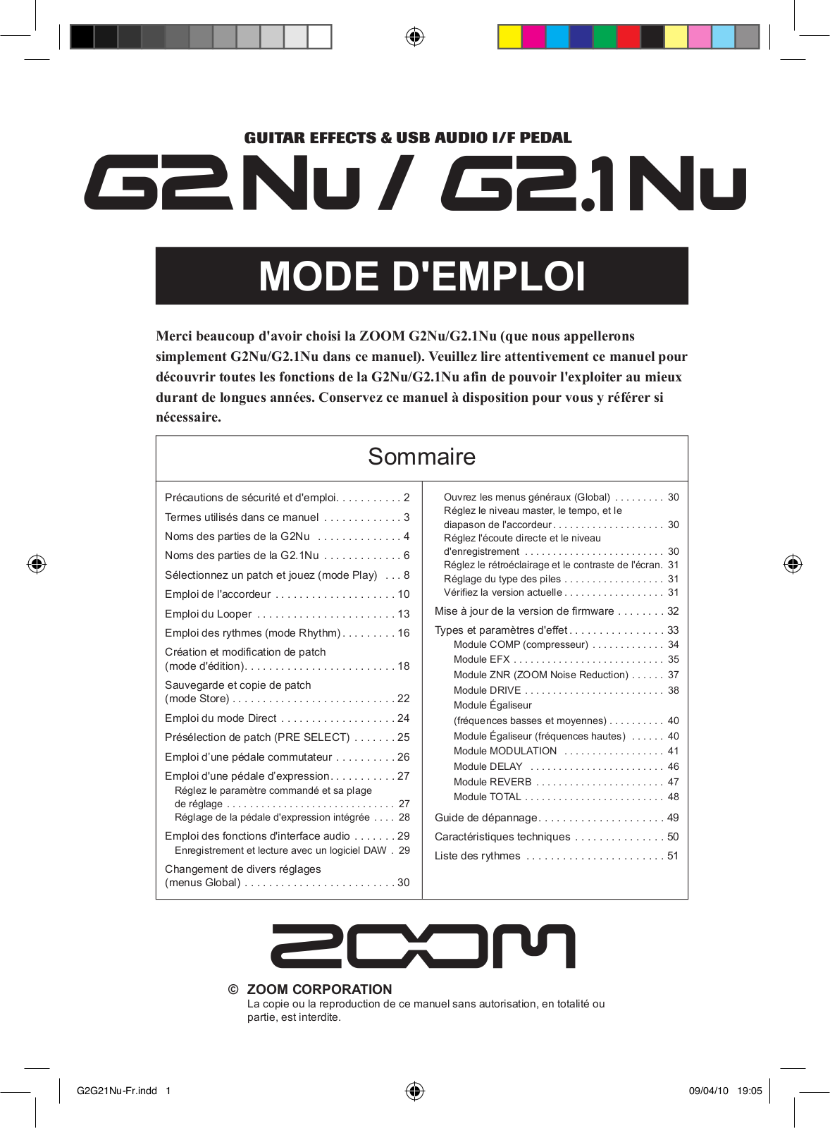 ZOOM G21NU User Manual