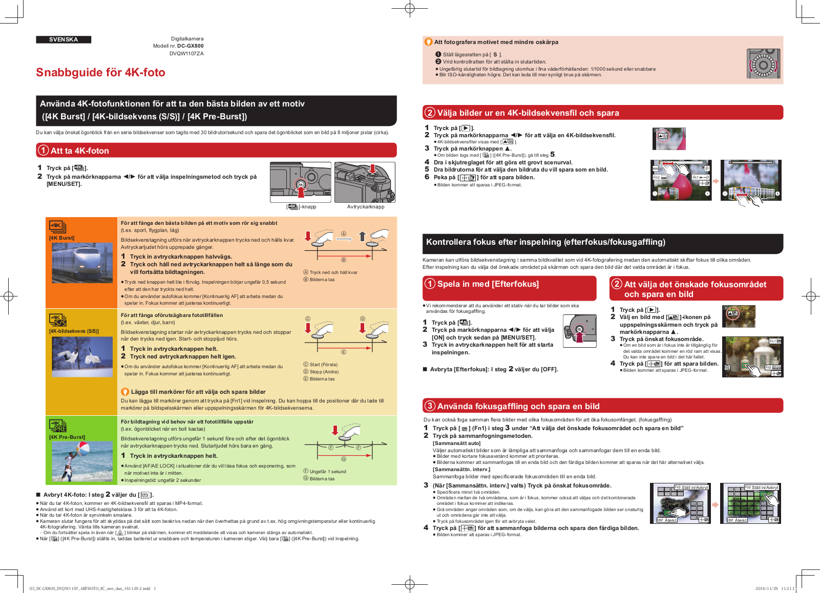 Panasonic DC-GX800 Quick start guide