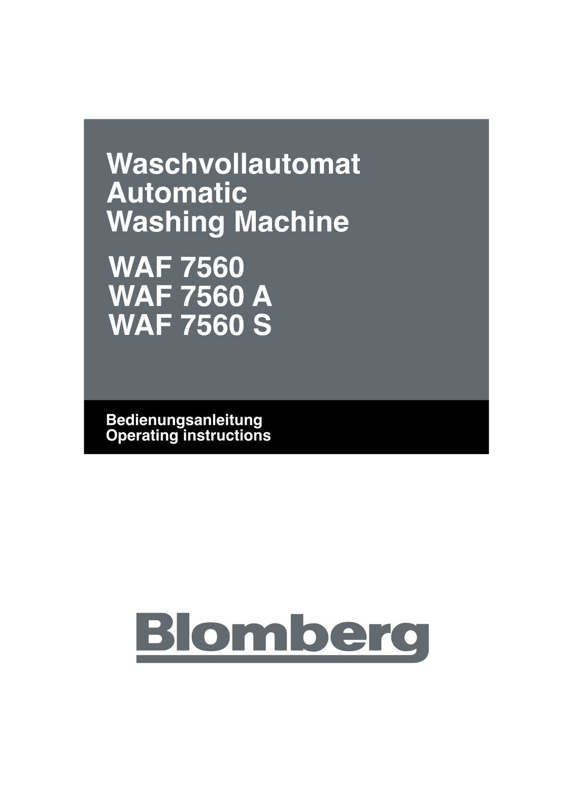 Blomberg WAF 7560 A, WAF 7560, WAF 7560 S User Manual