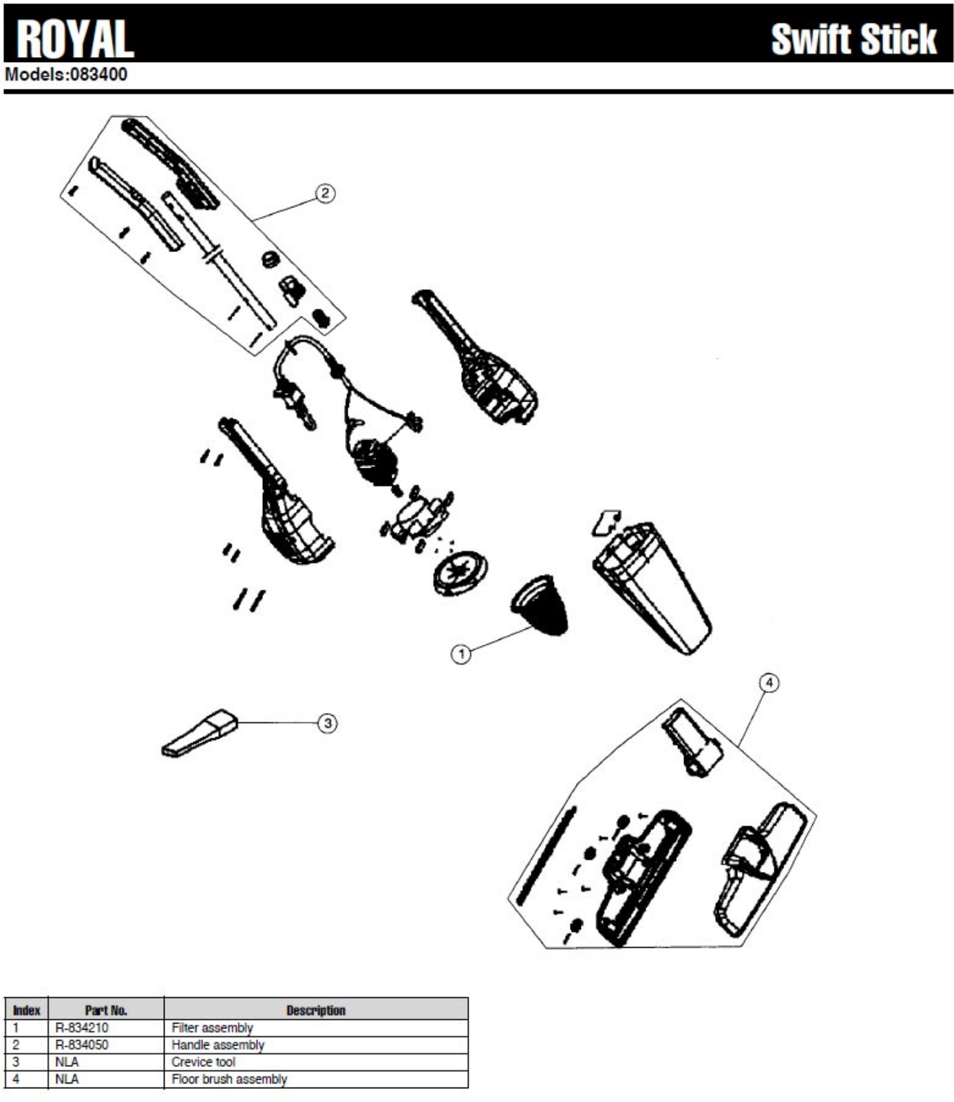 Royal 083400 Parts List