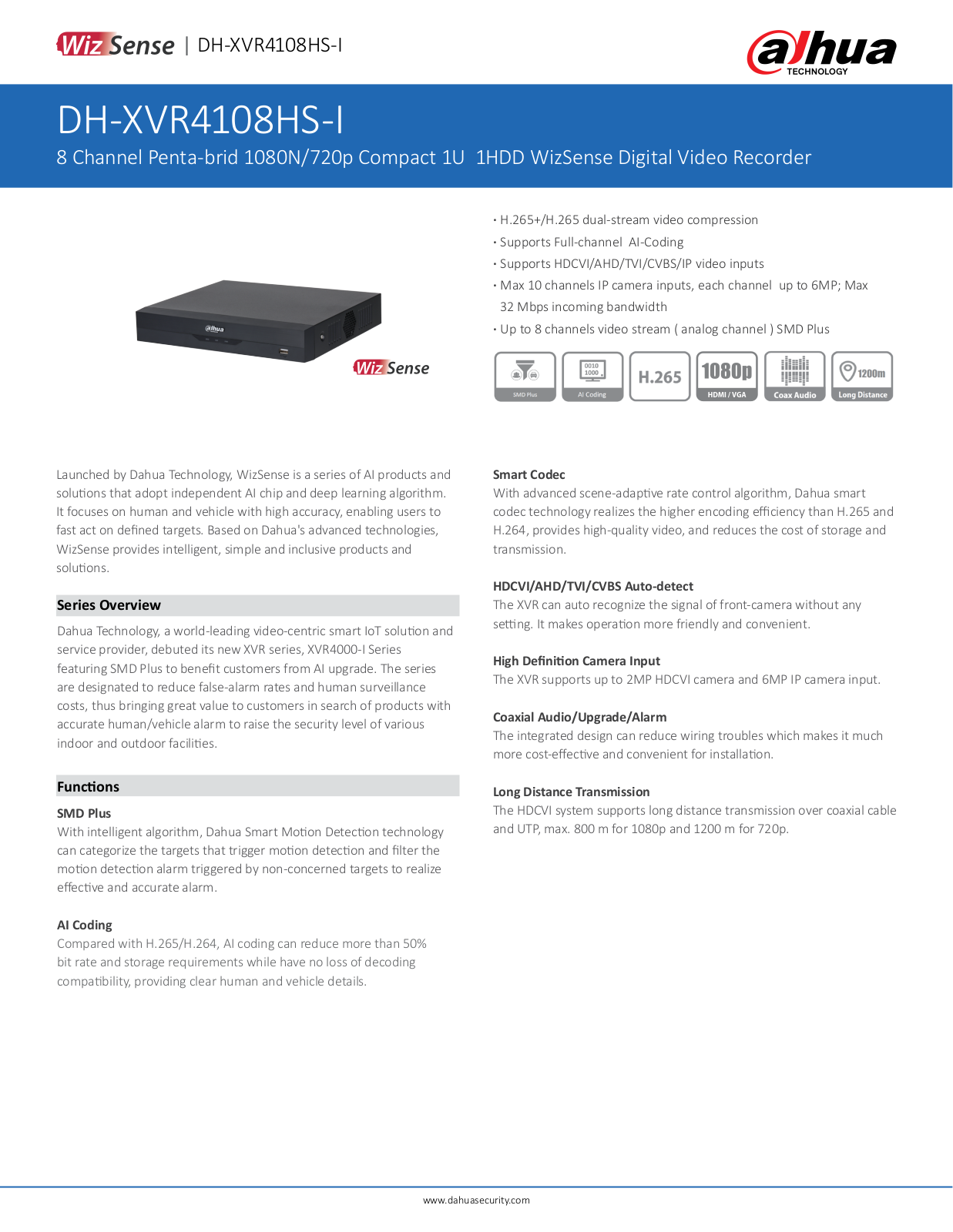 Dahua DH-XVR4108HS-I User Manual