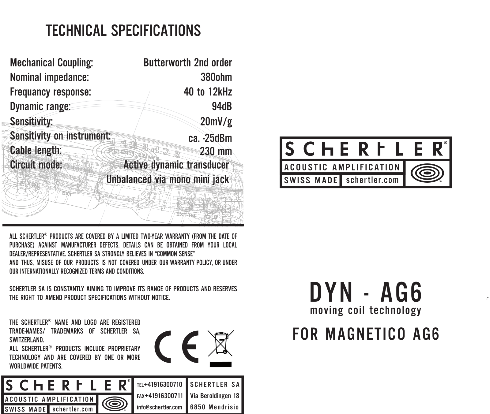 SChERtLER DYN AG6 USER MANUAL