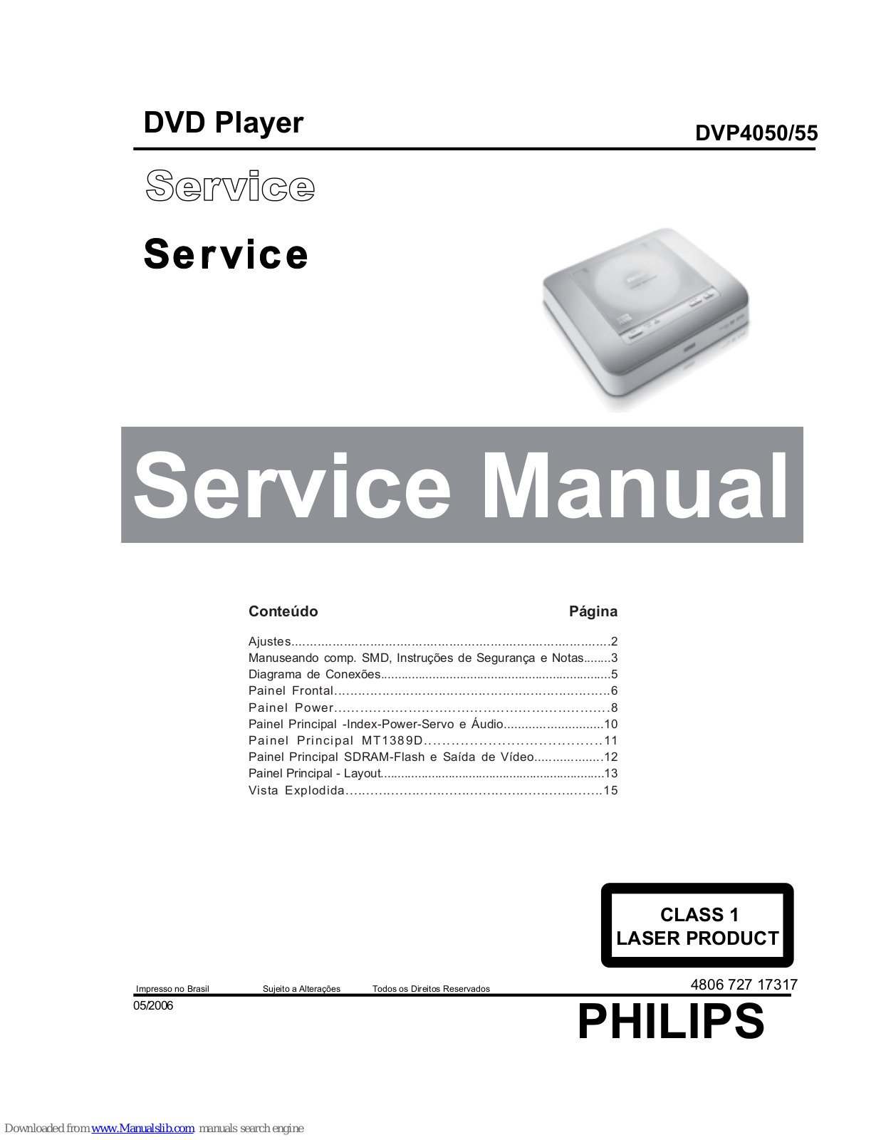 Philips DVP4055 Service Manual