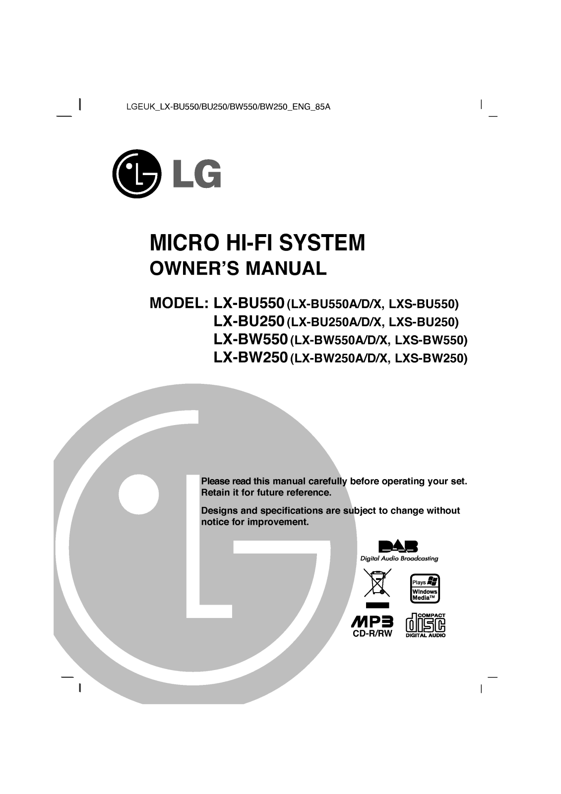 LG LX-BU250D User Manual