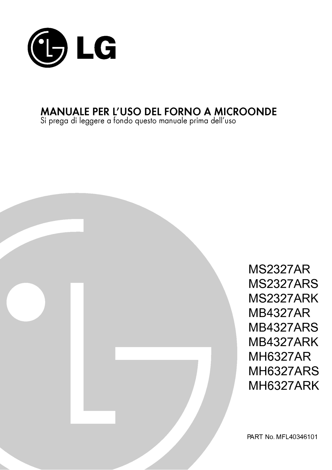 Lg MH-6327ARS, MH-6327ARK, MS2327AR, MS2327ARS, MS2327ARK User Manual
