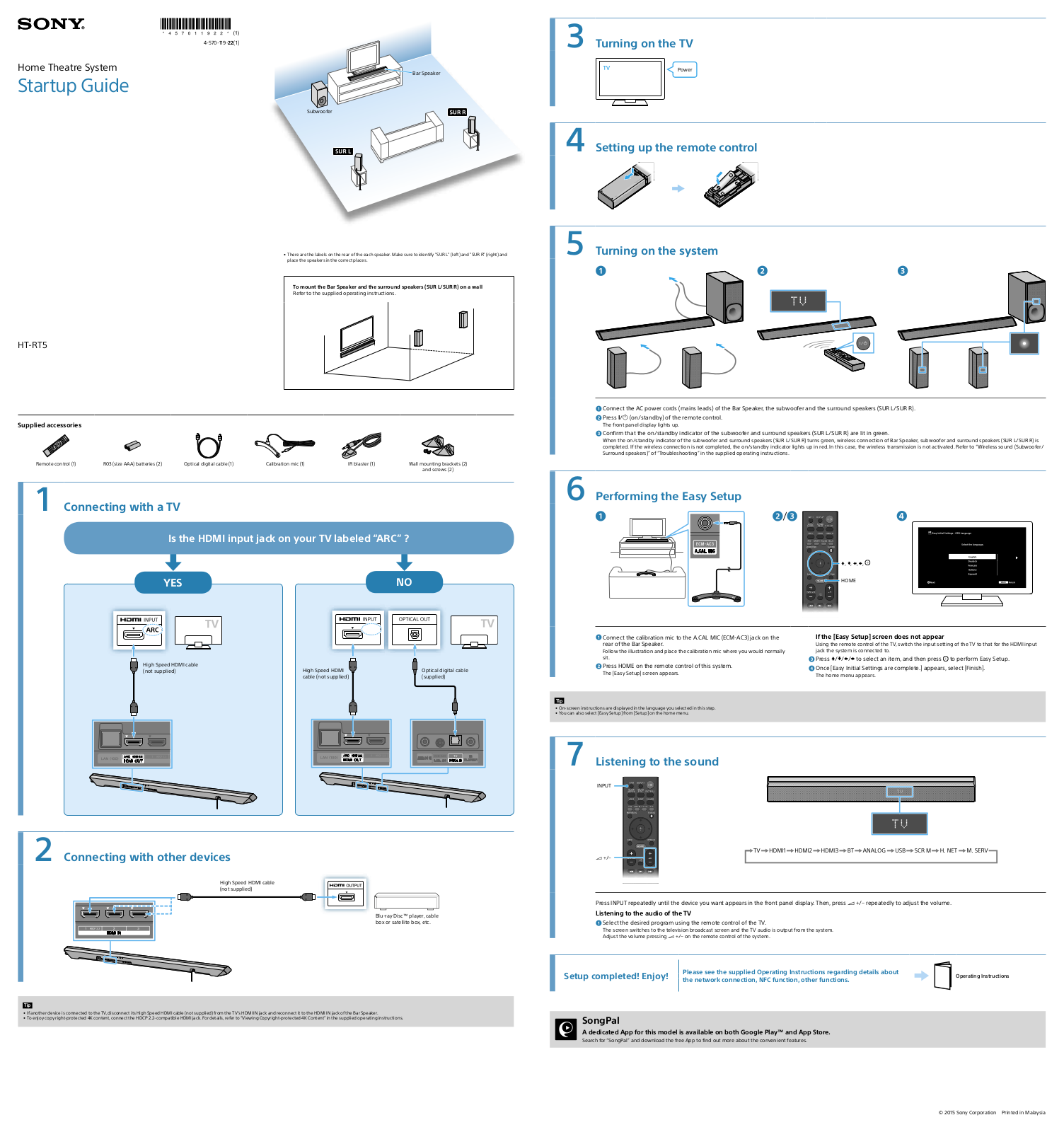 Sony HTRT5 Quick Guide