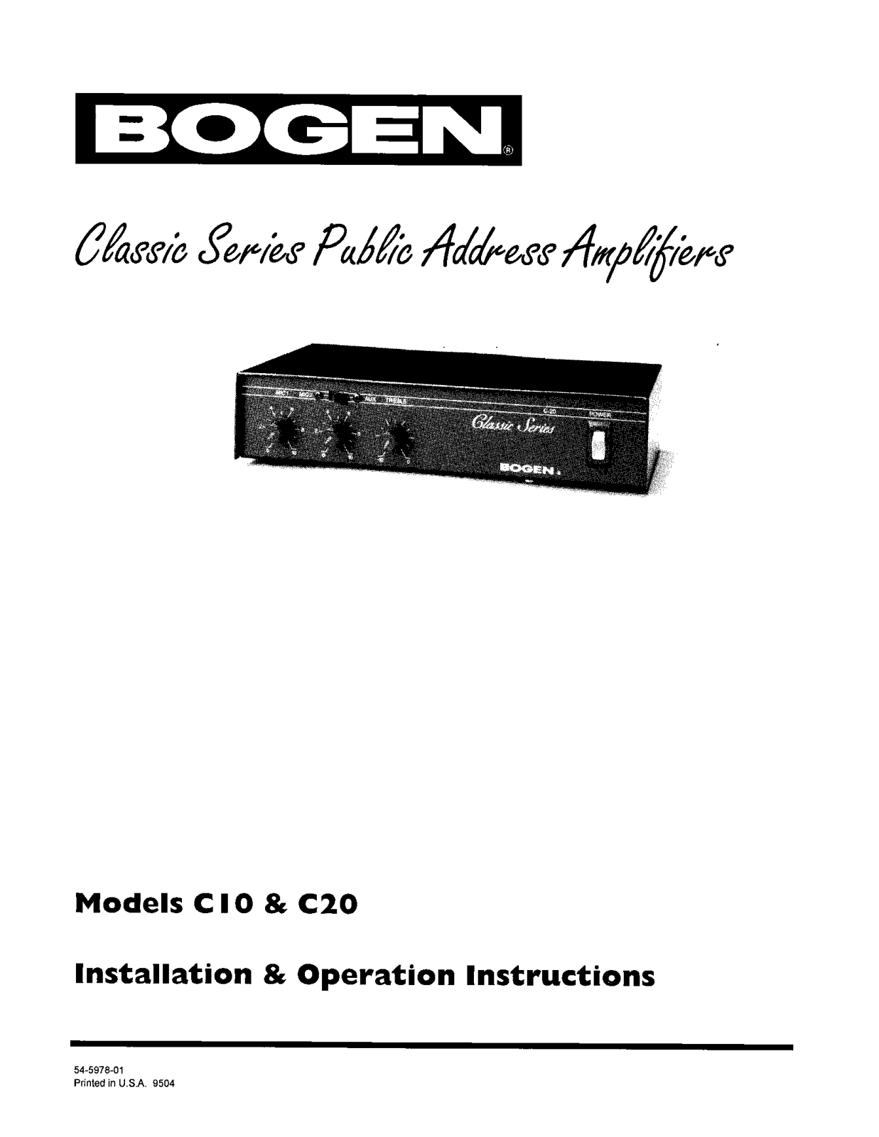 Bogen C10 Service Manual