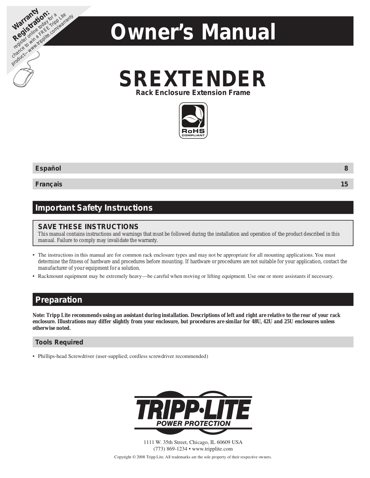 Tripp Lite SREXTENDER User Manual