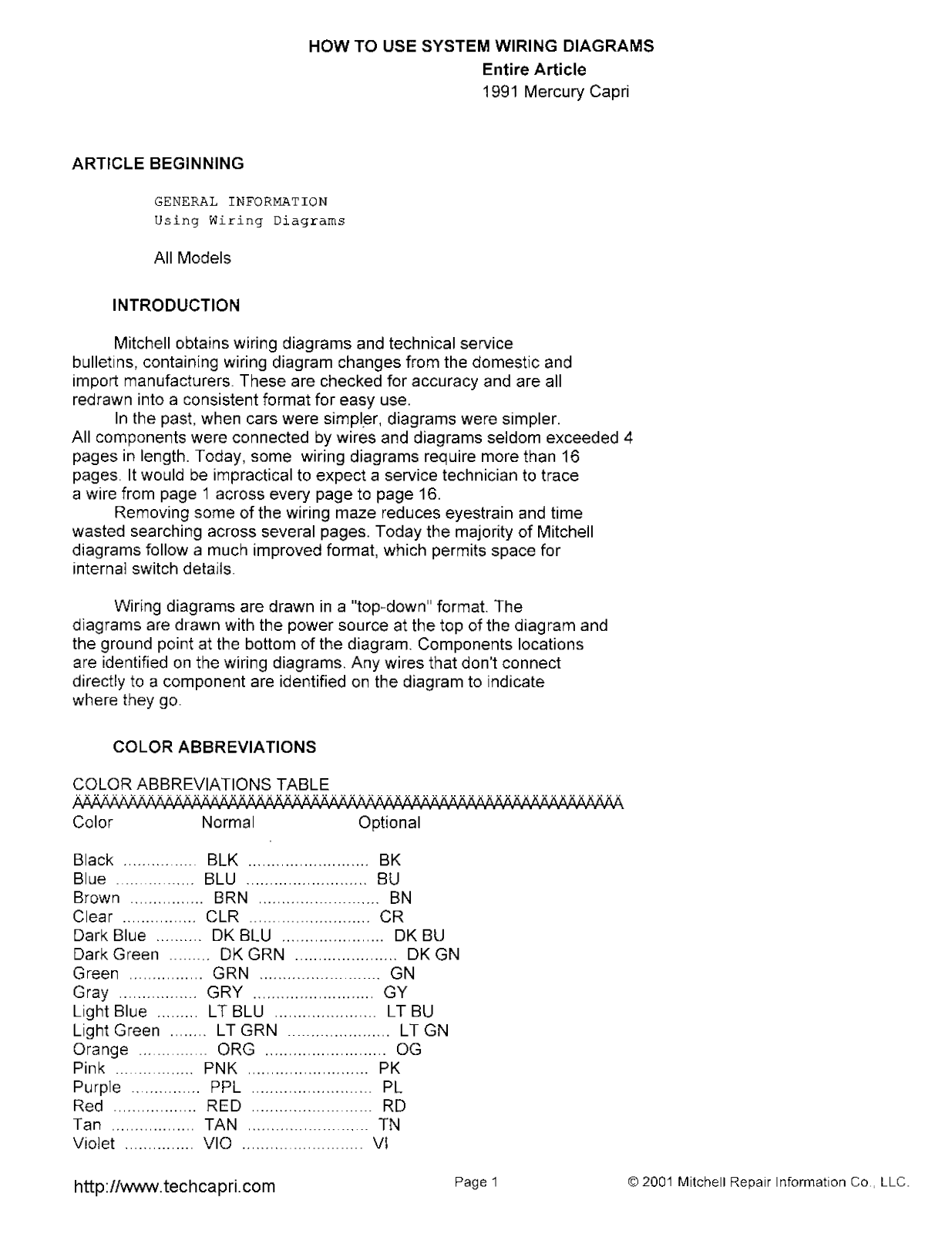 Ford Capri 1991 User Manual