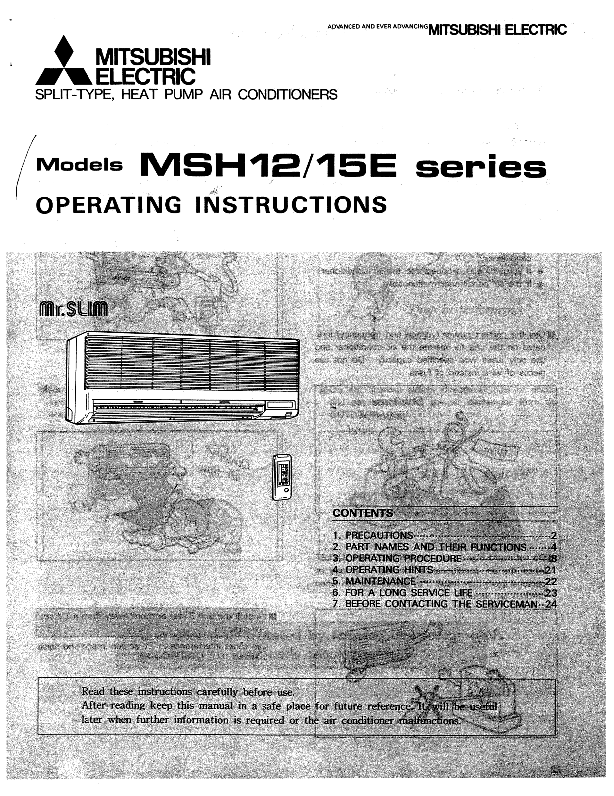 Mitsubishi MSH12-15E OPERATING INSTRUCTIONS