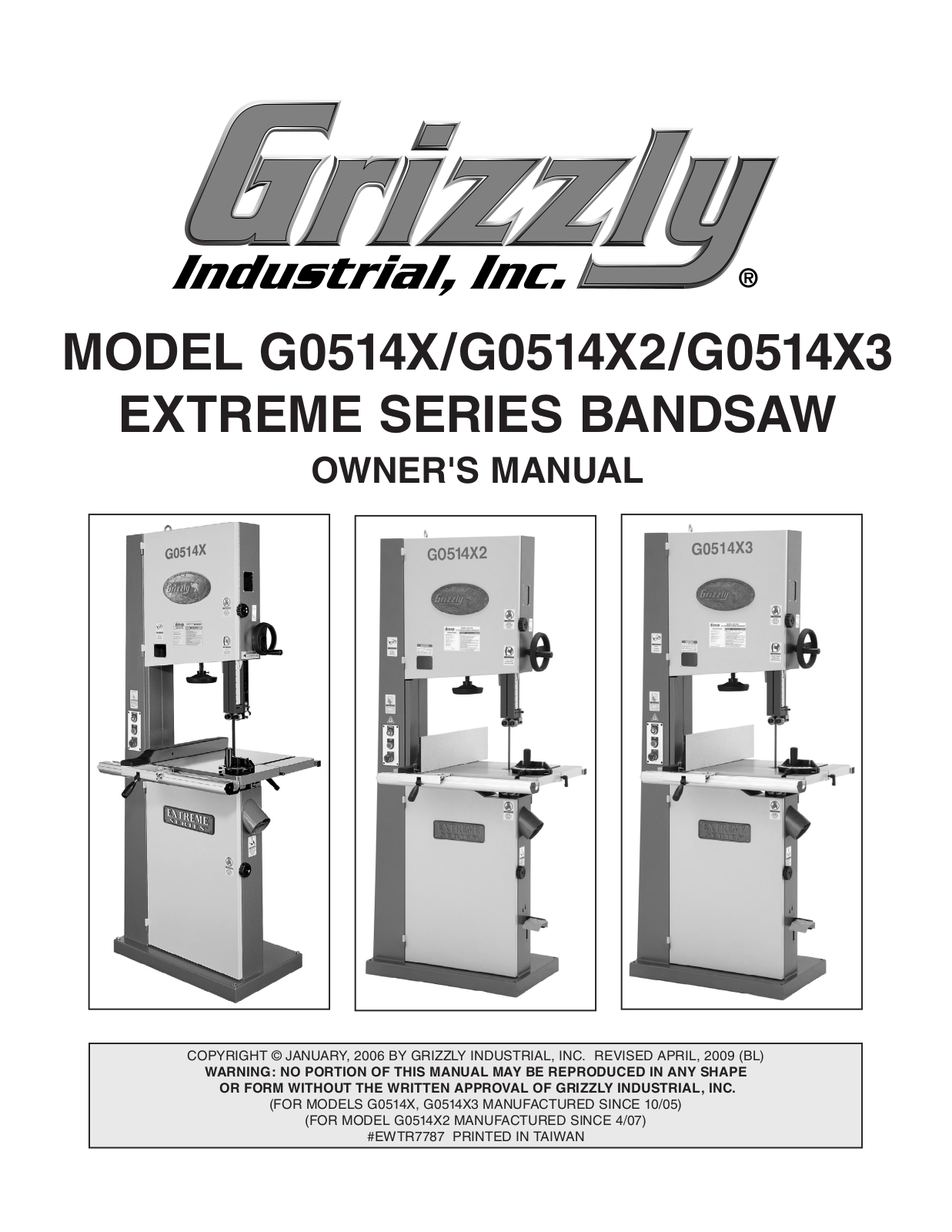 Grizzly G0514X, G0514X3 User Manual