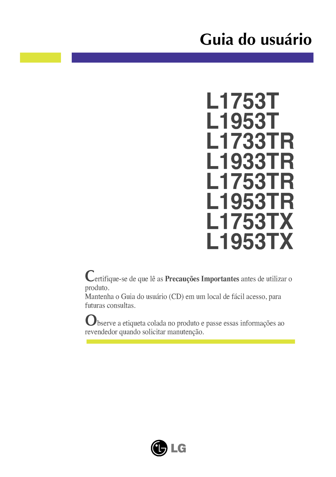 Lg L1753T, L1953T, L1753TR, L1953TR, L1733TR User Manual