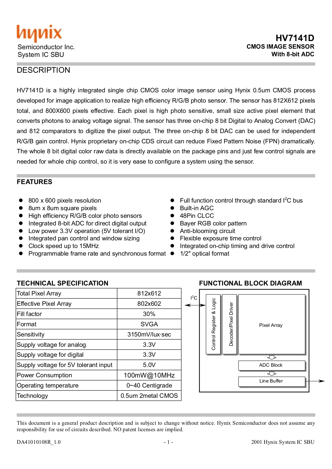 HYNIX HV7141D Datasheet