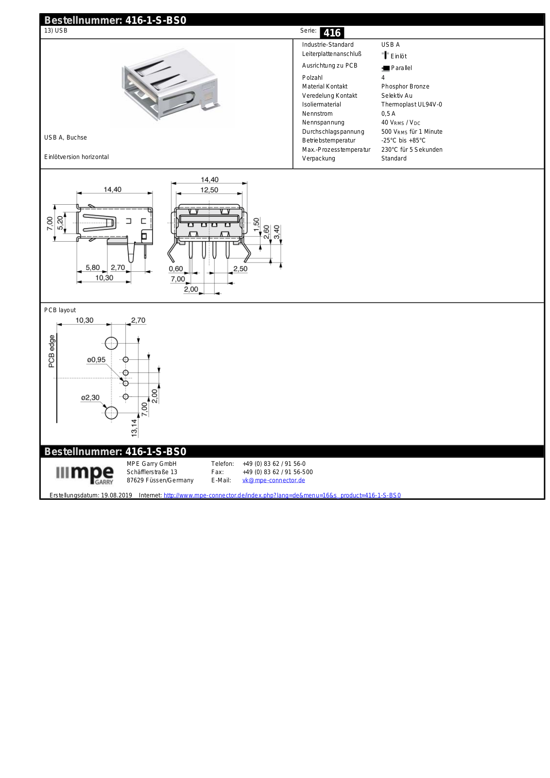 MPE-GARRY MPE 416-1-S-BS0 Datasheet - ManualMachine.com