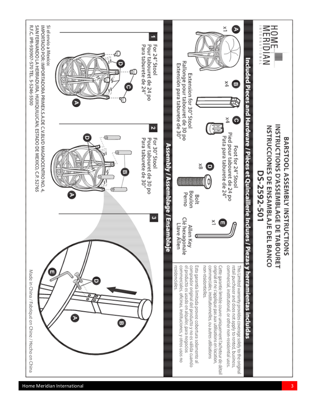 HomeFare DS2592501 Assembly Guide