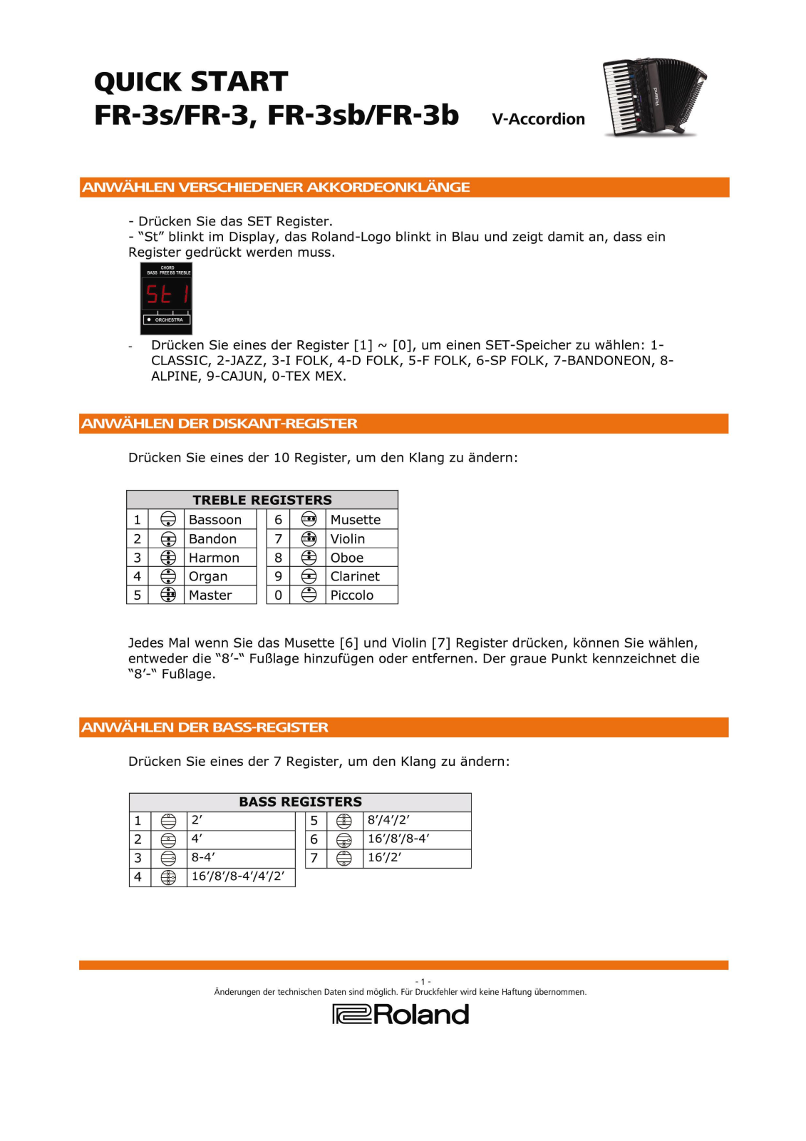 Roland FR-3S, FR-3, FR-3B, FR-3SB User Manual